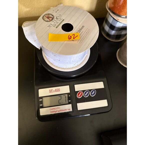 White & Gold Glitter Ribbon 2.5" x 18 Ft By My Texas House - Picture 5 of 5